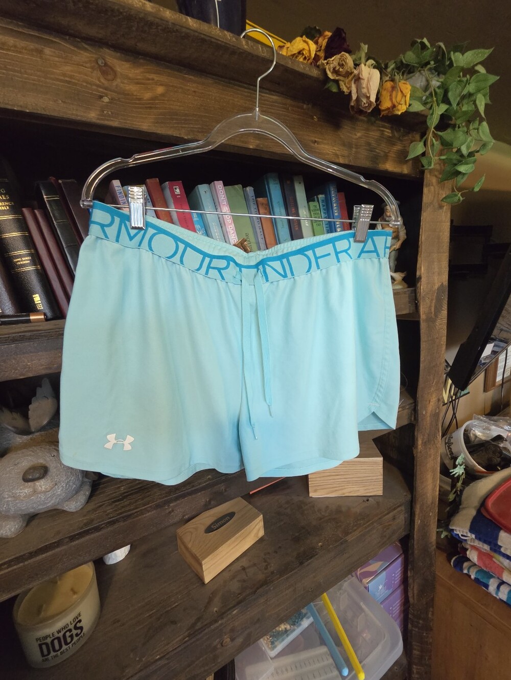Under Armour Women's Aqua Athletic Shorts with Branded Waistband